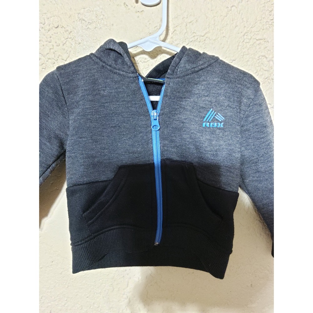 RBX Baby Boys Heather Charcoal Black Zip Up Hoodie Sweatshirt 12M